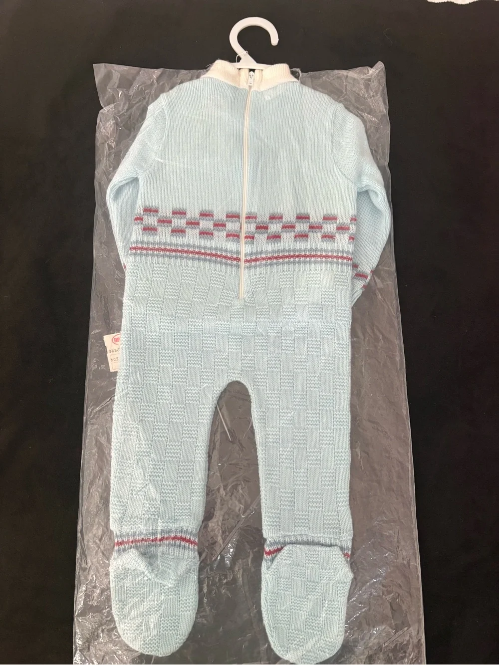 Baby Blue Knit One-Piece Romper with Collar